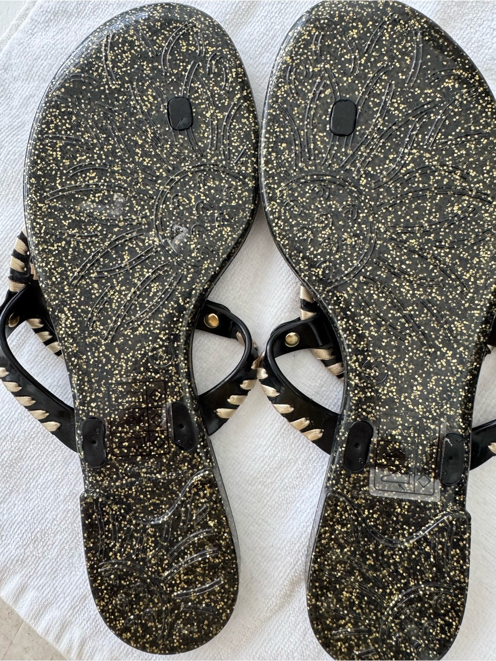 Jack Rogers Black and Gold Jelly Women's Sandals - Picture 6 of 6